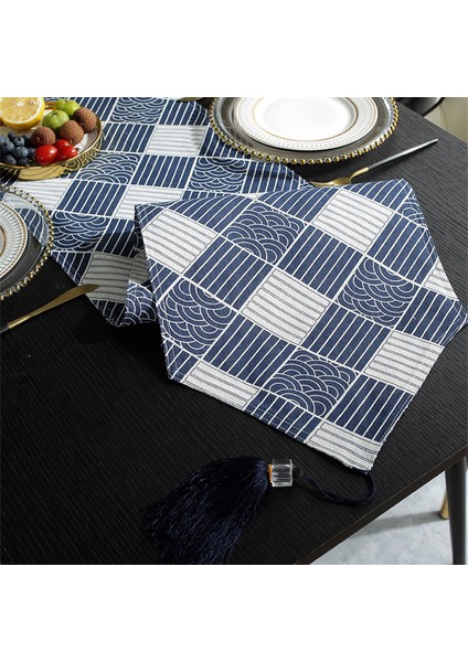 33X200CM Mavi ve Beyaz Izgaralı Aile Masa Örtüsü (Yurt Dışından) fiyatları