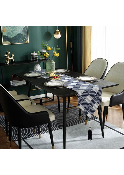 33X200CM Mavi ve Beyaz Izgaralı Aile Masa Örtüsü (Yurt Dışından) modelleri