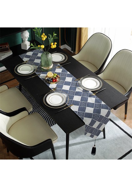 33X200CM Mavi ve Beyaz Izgaralı Aile Masa Örtüsü (Yurt Dışından) indirimleri
