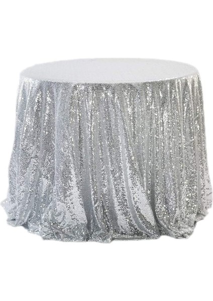 120CM Art Payet Yuvarlak Masa Örtüsü (Gümüş) (Yurt Dışından)