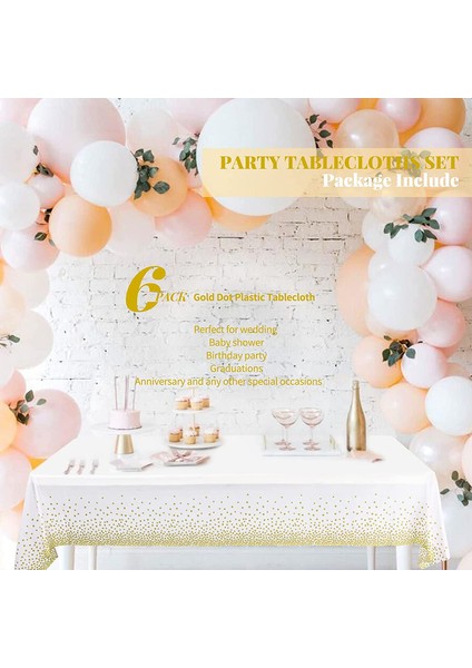 6 Adet Tek Kullanımlık Masa Örtüsü 137 x 274 cm (Beyaz ve Altın Rengi) (Yurt Dışından) indirimleri