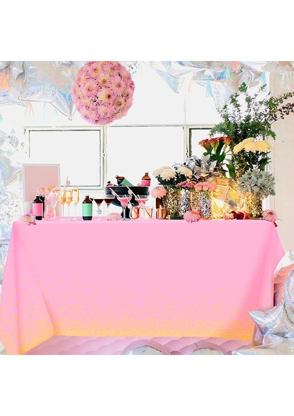 2 Tek Kullanımlık Masa Örtüsü 137 x 274 cm (Pembe-Altın) (Yurt Dışından) indirimleri
