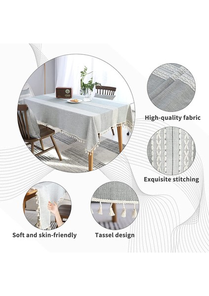 Dikdörtgen Pamuklu Masa Örtüsü 140X180CM (Gri) (Yurt Dışından) modelleri