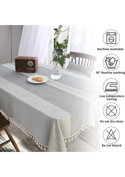 Dikdörtgen Pamuklu Masa Örtüsü 140X180CM (Gri) (Yurt Dışından) indirimleri