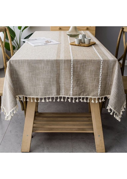 140X220CM Dikdörtgen Keten Masa Örtüsü (Kahverengi) (Yurt Dışından) fiyatları