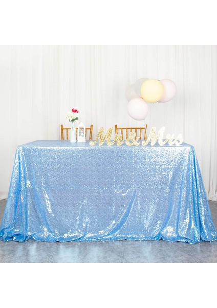 Payetli Masa Örtüsü 120 x 180 cm (Açık Mavi) (Yurt Dışından)
