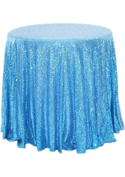 120CM Art Payet Yuvarlak Masa Örtüsü (Açık Mavi) (Yurt Dışından)