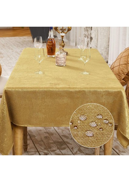 140X180CM Ziyafet Masa Örtüsü (Altın) (Yurt Dışından)