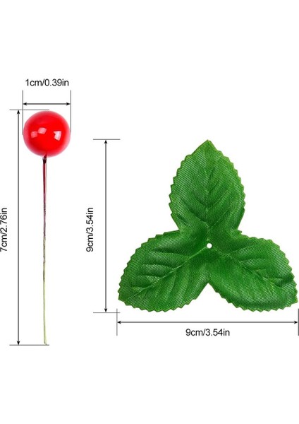 100 Adet Yapay Kırmızı Holly Meyveleri ile 100 Adet Yeşil Yapraklar Garlands Noel Süsler Diy Ev Dekoru (Yurt Dışından) fiyatları