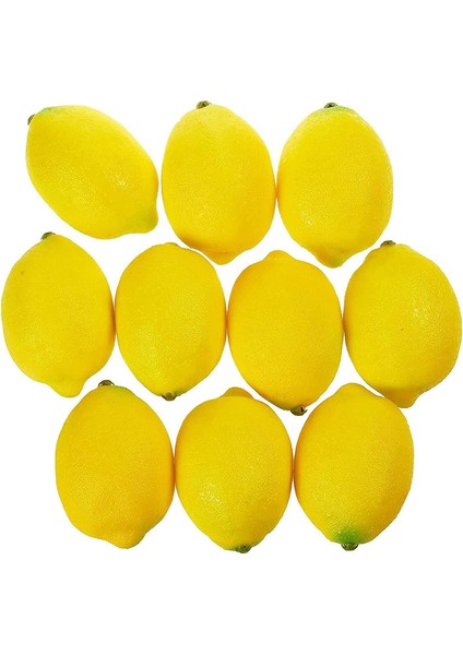 10'lu Paket, Yapay Limonlar, Gerçekçi Sahte Meyve Süslemeleri (Sarı, Her Biri 10 x 6 Cm) (Yurt Dışından)