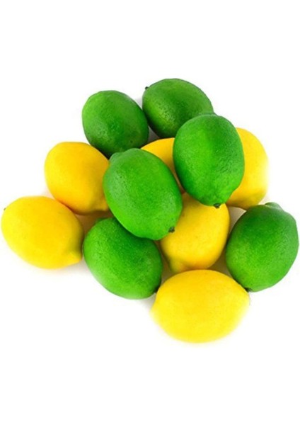 12 Adet Yapay Limon Yapay Meyve Modeli Sarı ve Yeşil Limon Ev Mutfak Parti Dekorasyon (Yurt Dışından)