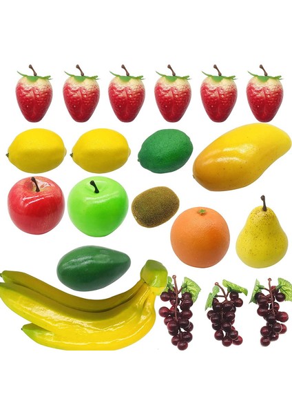 20 Adet Yapay Meyve Karışımı Limon Muz Elma Üzüm Şeftali Portakal (Yurt Dışından)