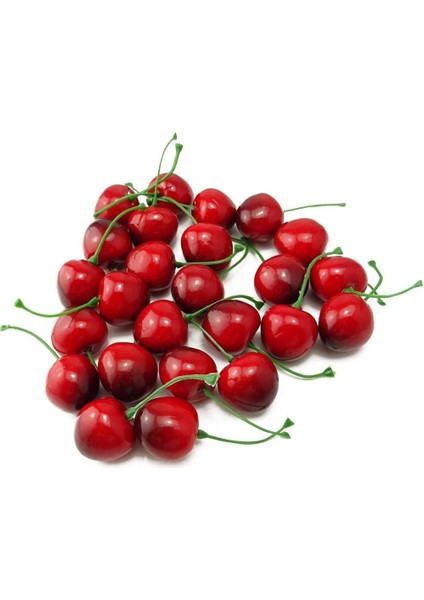 26 Adet Yapay Kiraz Yapay Meyve Modeli Kiraz Dekorasyon (Kırmızımsı Siyah) (Yurt Dışından)