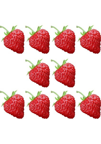 10 Adet Kırmızı Plastik Yapay Meyve Çilek Modeli (Yurt Dışından)