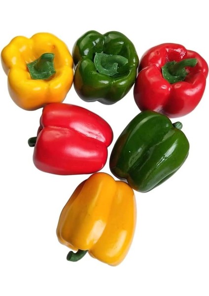 6 Yapay Tatlı Biber Vejetaryen Renkli Tatlı Biber (Kırmızı, Yeşil, Sarı Tatlı Biber, Renk Başına 2 Adet) (Yurt Dışından) fiyatları
