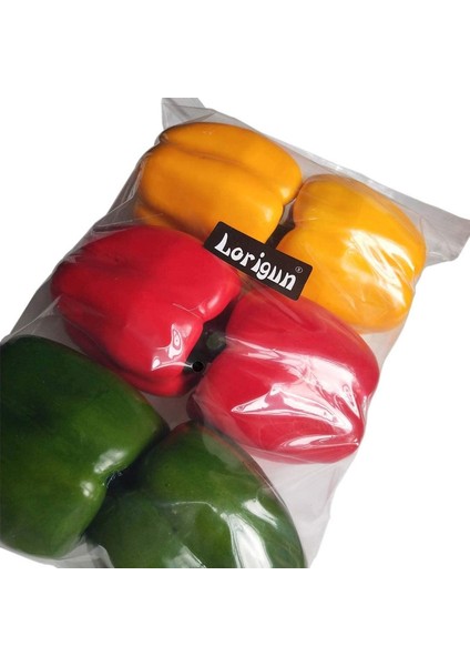 6 Yapay Tatlı Biber Vejetaryen Renkli Tatlı Biber (Kırmızı, Yeşil, Sarı Tatlı Biber, Renk Başına 2 Adet) (Yurt Dışından) fırsatları