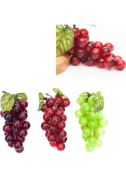 3 Adet Yapay Plastik Üzüm, Dekoratif Üzüm, Ev Dekorasyonu Için Yapay Meyve (Yeşil, Kırmızı, Mor) (Yurt Dışından) indirimleri