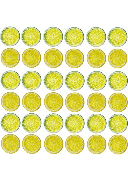 40 Adet Simüle Limon Dilimleri Plastik Yapay Meyve (Sarı ve Yeşil) (Yurt Dışından)