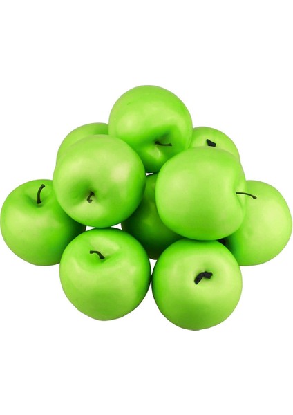 12 Adet, Cadılar Bayramı/noel/parti Dekorasyonu Için Yapay Elma Yapay Meyve Yeşil Elmalar (Yurt Dışından)