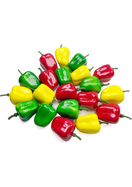 21 Adet Mini Yapay Tatlı Biber (Sarı Yeşil Kırmızı, Her Renkten 7 Adet) (Yurt Dışından)