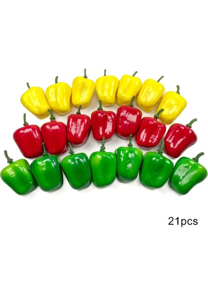 21 Adet Mini Yapay Tatlı Biber (Sarı Yeşil Kırmızı, Her Renkten 7 Adet) (Yurt Dışından) modelleri