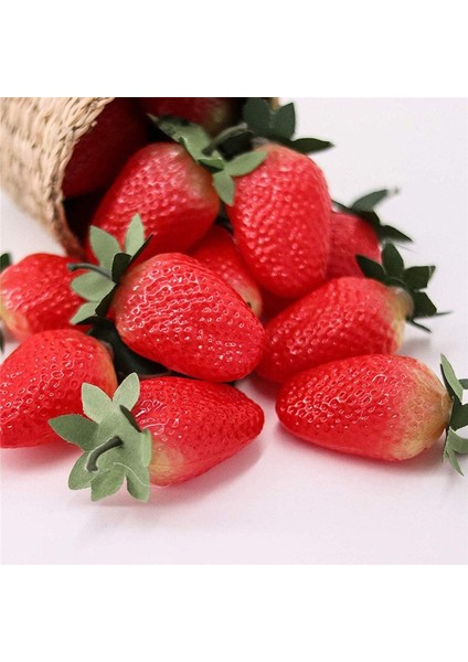 12 Adet Yapay Çilek Yapay Meyve Modeli Büyük Kırmızı Çilek Parti Süs Dekorasyon (Yurt Dışından) fiyatları