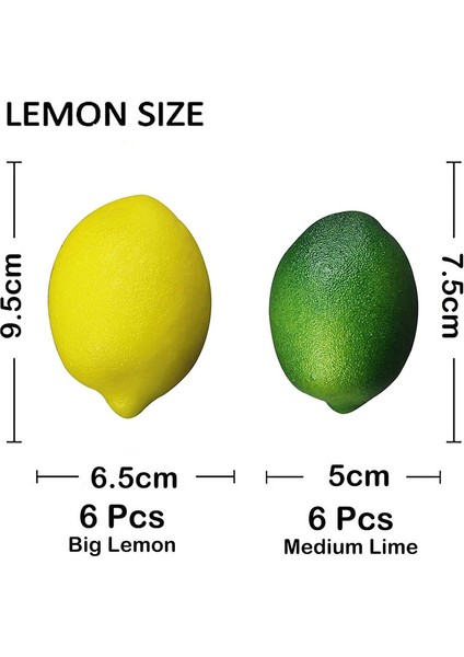 12 Adet Yapay Limon ve Misket Limonu, Simülasyon Limon (Yeşil+Sarı) (Yurt Dışından) fiyatları