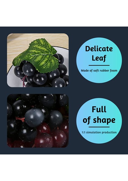 3 Yapay Üzüm Simülasyon Plastik Üzüm Torbası, 24 Üzüm/set (Siyah, Yeşil, Akik) (Yurt Dışından) modelleri