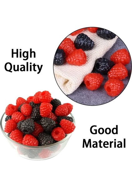 24 Adet Gerçekçi Yapay Ahududu Simülasyon Yapay Ahududu Yapay Meyve Fotoğraf Sahne Için Ev Mutfak Masa Süsü (Kırmızı + Siyah) (Yurt Dışından) modelleri