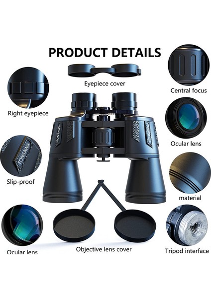 1 Adet, Hd Profesyonel Su Geçirmez Dürbün-Yüksek Güçlü Askeri Düşük Işık Gece Görüşü, 20X50 (Yurt Dışından) modelleri