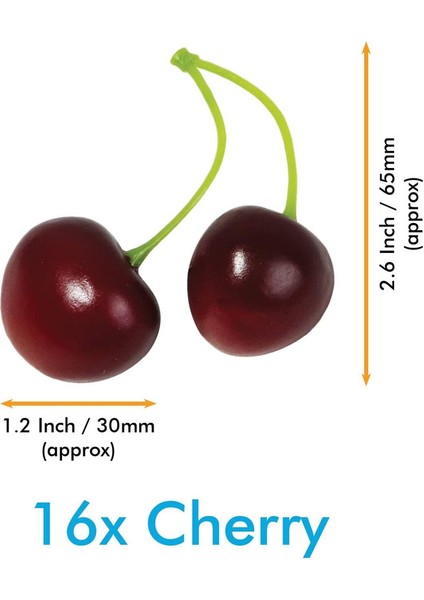 16 Adet Yapay Kirazlar Yapay Gerçekçi Dekoratif Köpük Meyve ve Sebzeler Için El Yapımı Ev, Mutfak, Parti Dekoru (Kırmızımsı Siyah) (Yurt Dışından) modelleri