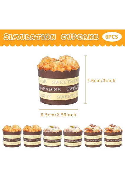 6 Adet Yapay Cupcake Simülasyon Yapay Gıda Karışık Kek Gıda Modeli Dekorasyon Ekran (Yurt Dışından) fiyatları