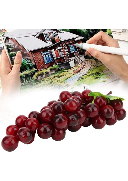1 Demet Yapay Kırmızı Üzüm, Yapay Üzüm Simülasyon Meyve Ev Ev Mutfak Parti Düğün Dekorasyon Fotoğrafçılığı (Morumsu Kırmızı) (Yurt Dışından) modelleri