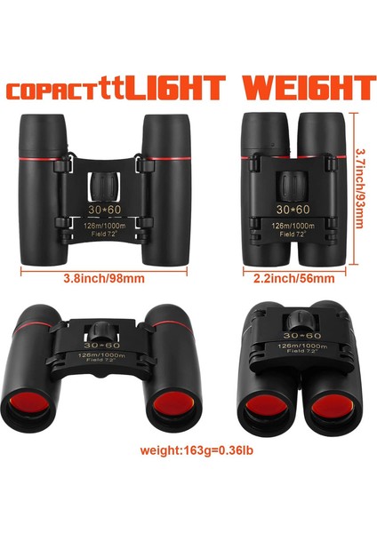 2 Adet, Mini Kompakt Dürbün, Taşınabilir Cep Katlanabilir, Su Geçirmez Sis Geçirmez, Kırmızı Film, 30 x 60 (Yurt Dışından) fiyatları