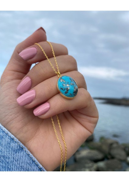 Kadın Gümüş Firuze Taşlı Kolye