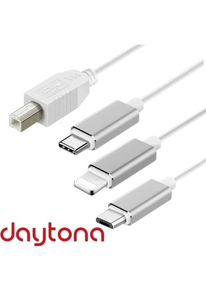 ADS-501 3ın1 USB To Micro-Lightning-Type-C  Mıdı Org Elektrikli Piyano Konnektörü Çevirici Otg Kablo