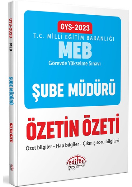 2023 Milli Eğitim Bakanlığı GYS Şube Müdürü Özetin Özeti Yayınevi