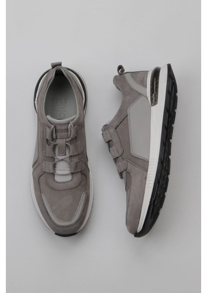 Gri Nubuk Baskılı Erkek Spor Ayakkabı 07M15816653