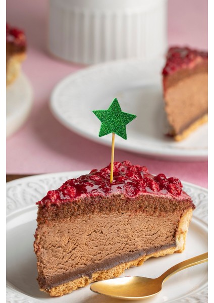 Yeşil Yıldız Simli Eva Kürdan Cupcake Toppers Cupcake Çubuğu 12'li