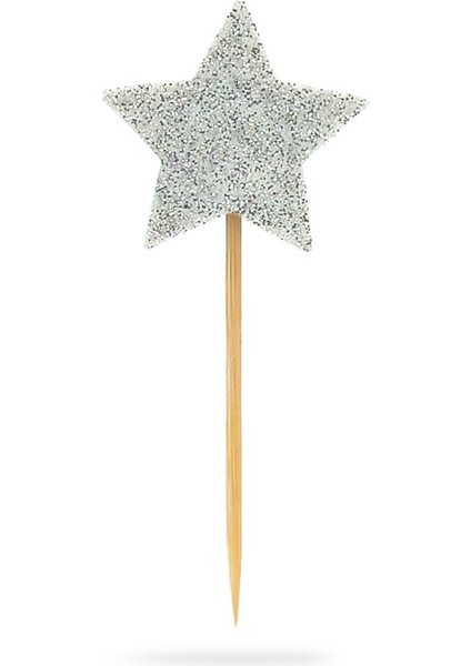 Beyaz Yıldız Simli Eva Kürdan Cupcake Toppers Cupcake Çubuğu 12'li fiyatları