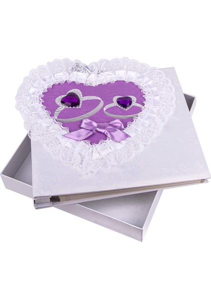 40 Sayfa Yapışkanlı Dantelli Mor Fotoğraf Albümü - 22x25cm