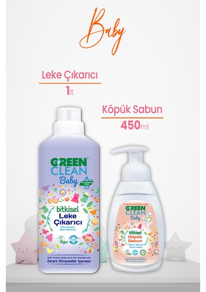 Green Clean U Green Clean Baby Yumuşatıcı 1 L, Emzik Temizleyici 500 ml ve Köpük Sabun Portakal 450 ml