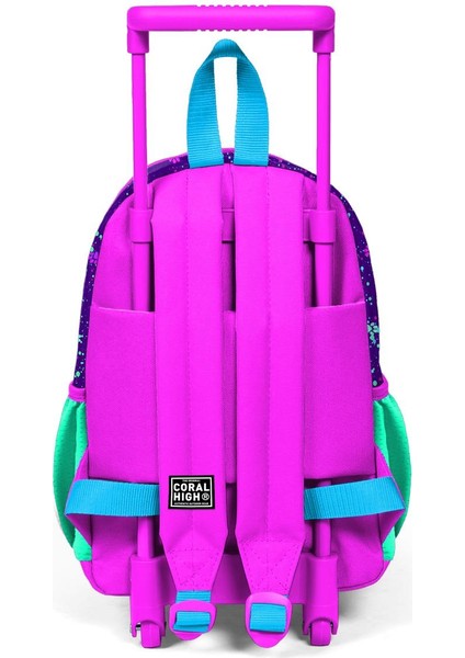 Minik Yuva Çekçekli Sırt Çantası Mor Pembe Kedi Desenli Iki Bölmeli 24032