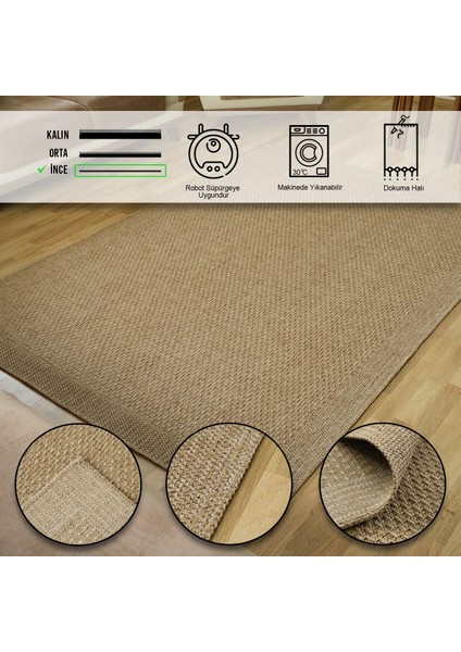 Bohem Dokuma Jüt Hasır Kaymaz Taban Yıkanabilir Antialerjik Yolluk Kilim