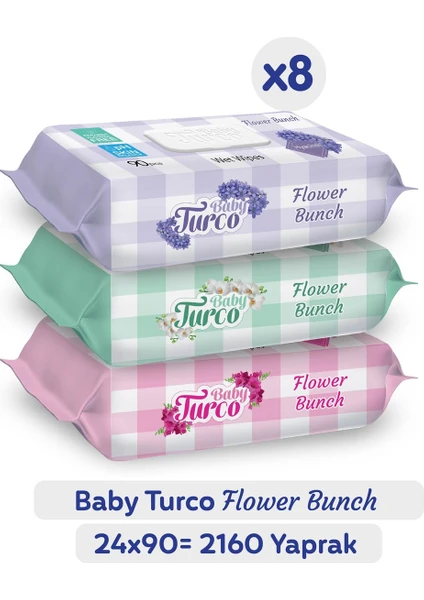 Baby Turco Flower Bunch Islak Havlu 24X90 (2160 Yaprak)