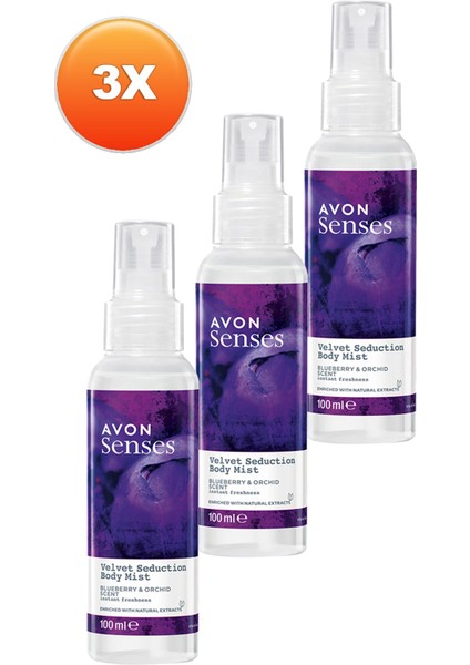 Velvet Seduction Yaban Mersini ve Orkide Kokulu Vücut Spreyi 100 Ml. Üçlü Set fiyatları