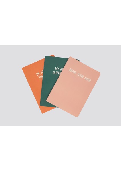 A5 Slogan Detaylı Çizgisiz Defter Seti (3'lü Paket)