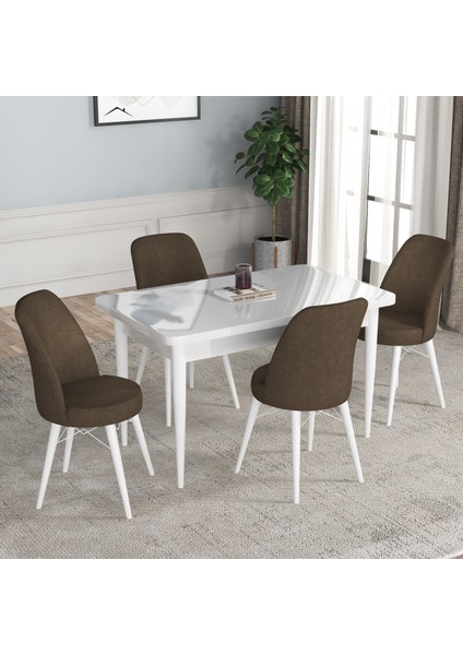 Ay Serisi Mutfak-Salon Masa Sandalye Takımı Beyaz (4 Sandalyeli) fiyatları