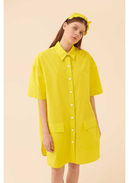Düğmeli Elbise Sarı Y2311028_009