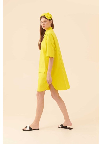 Düğmeli Elbise Sarı Y2311028_009 modelleri